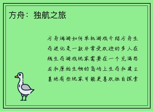 方舟：独航之旅