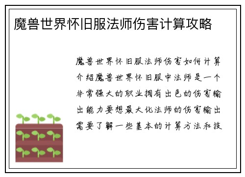 魔兽世界怀旧服法师伤害计算攻略